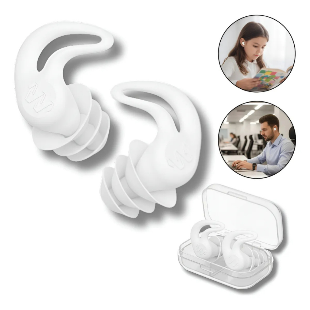 Tampão Ouvido par 3 Camadas Antiruído Plug Dormir Autismo Natação ...