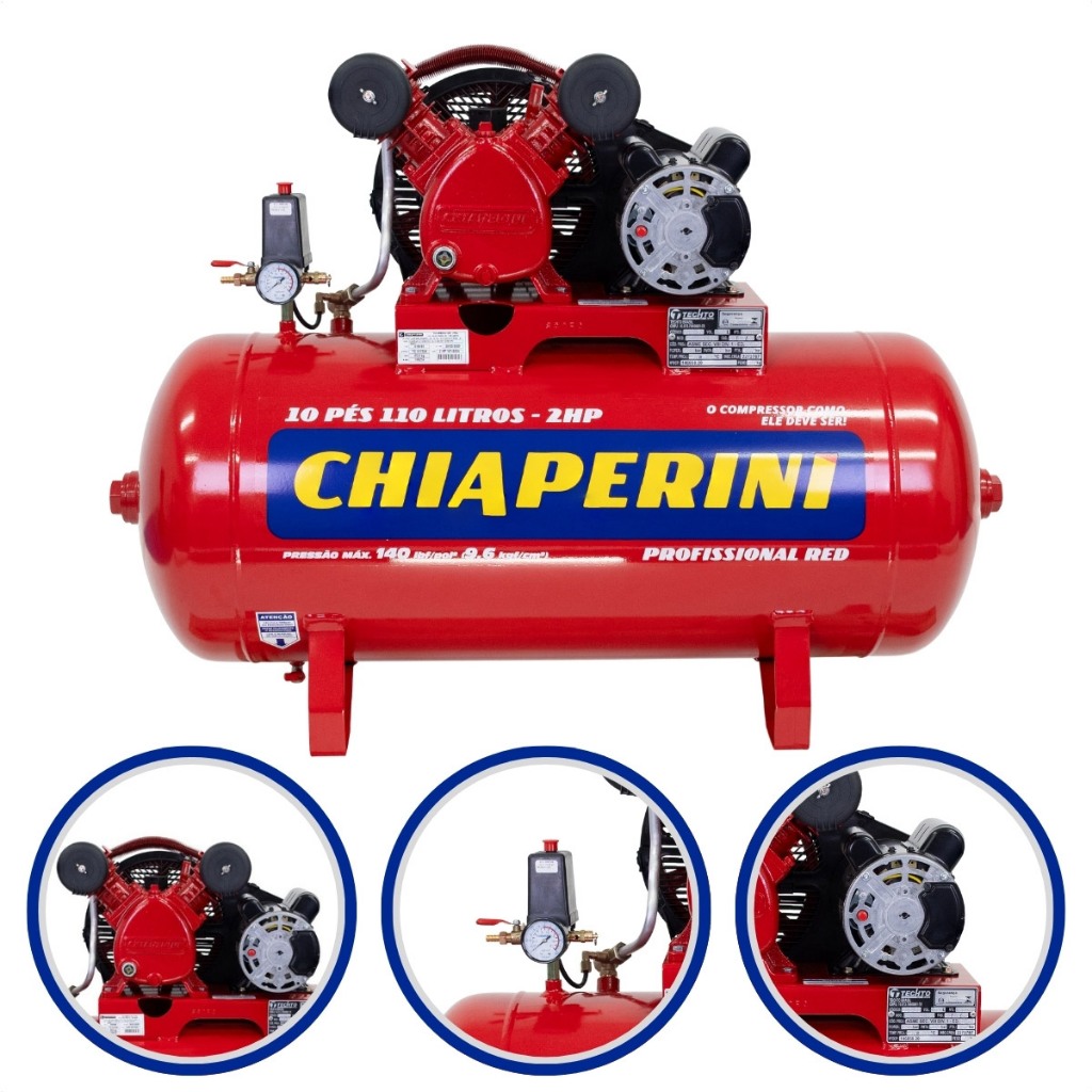Compressor Ar 10 Pés 110 Litros 2Hp Chiaperini Red Profissional ...