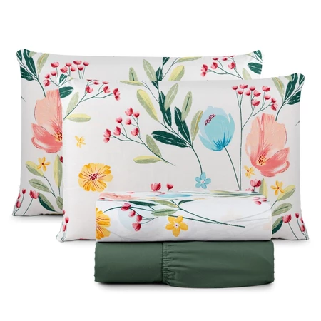 Jogo de lençol casal padrão 200 fios cama box 