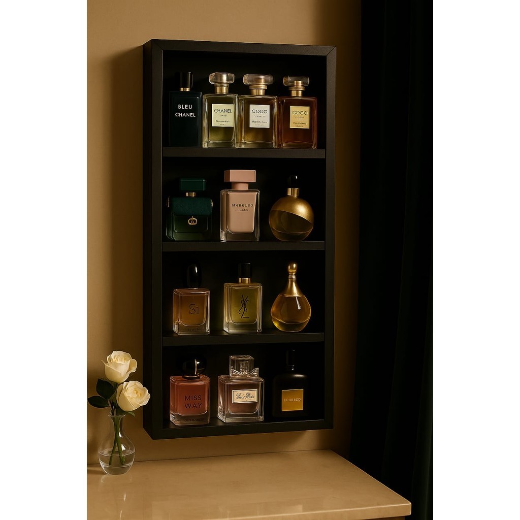 Expositor Prateleira Porta Perfume, Esmalte e Cosméticos com Divisórias – MDF Montado | 65cm Altura