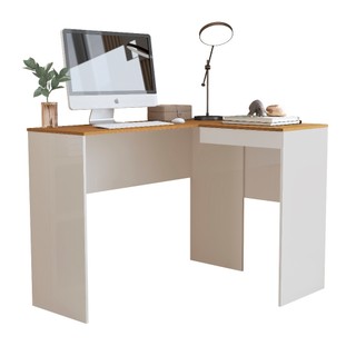 Mesa Escrivaninha em L Para Computador Notebook com Compartimento Oculto Home Office Escritório Moderna Varias Cores