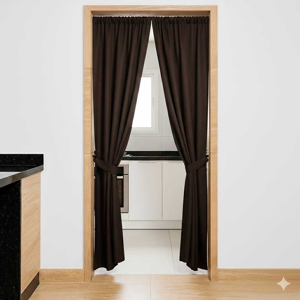 Cortina de Porta Corredor 1,90x2,05 – 2 Peças Separadora de Ambiente Corredor Sala Cozinha