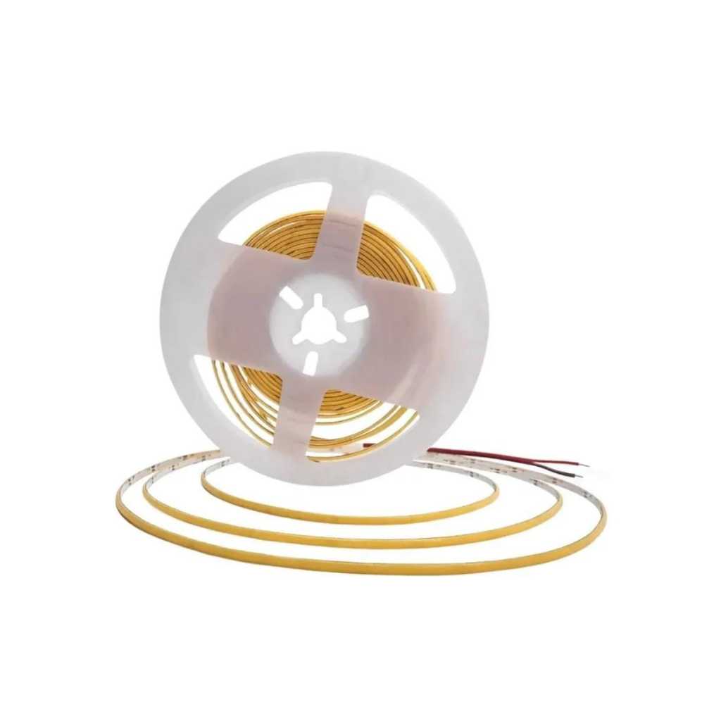 Fita Led Cob 3mm Ultrafina 12v 384 leds 5m Branco Quente / Neutro / Frio Perfeito para Móveis