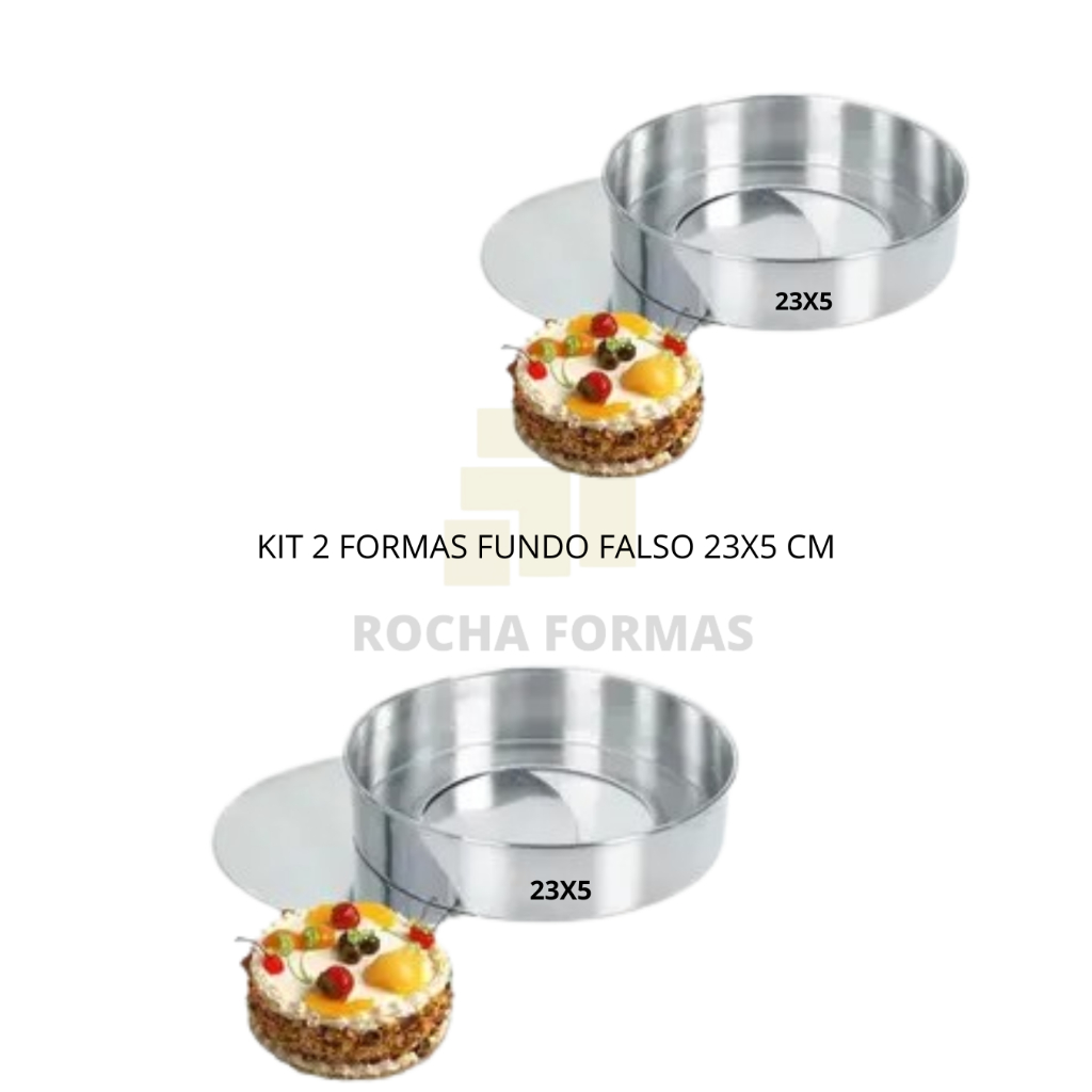 KIT 2 FORMAS FUNDO FALSO 23X5 CM - ALUMINIO | Shopee Brasil