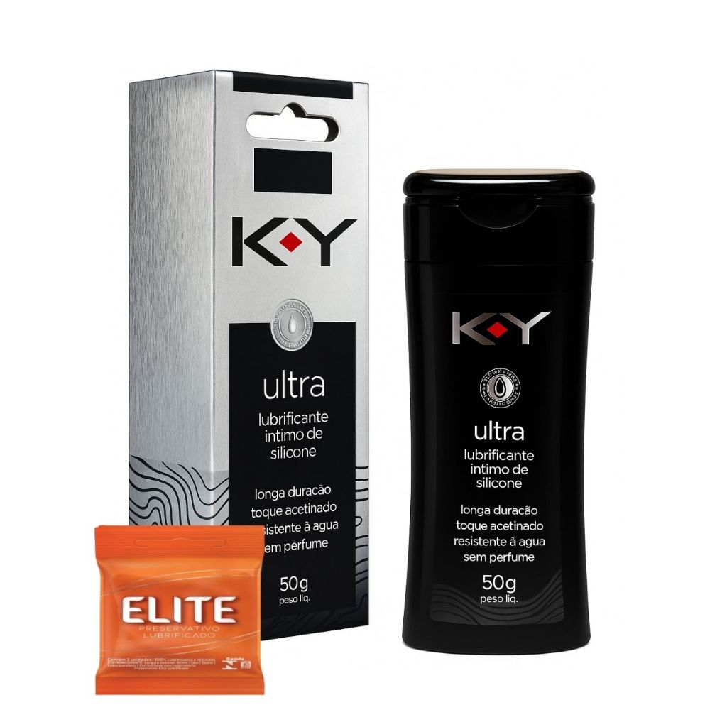 Kit Lubrificante Ky Ultra Siliconado 50g + Preservativo Blowtex Elite C ...