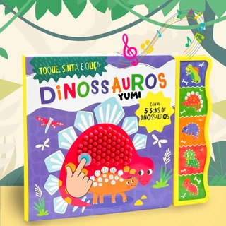 Livro Sensorial Bebê | Toque E Ouça Com 5 Sons E Texturas Silicone Dinossauros | Edição Premium em Oferta na Shopee