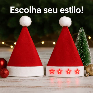 Gorro de Natal Adulto Simples ou com Led Escolha seu Favorito