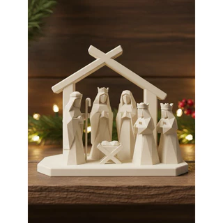 Presépio Natalino Design Moderno – Peça Decorativa Exclusiva - Cena de Natal - Low Poly