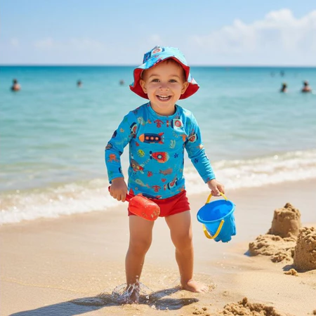 Kit blusa com proteção solar UV50 + tapa fralda + chapéu bebê 