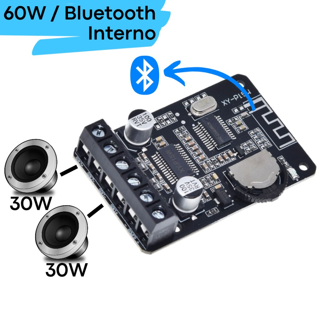 Bluetooth 5.0 Estéreo 30W + 30W Amplificador digital de Áudio XY-P15W