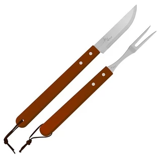 Kit Churrasco Conjunto 2 Peças Em Aço Inox Jogo Garfo E Faca