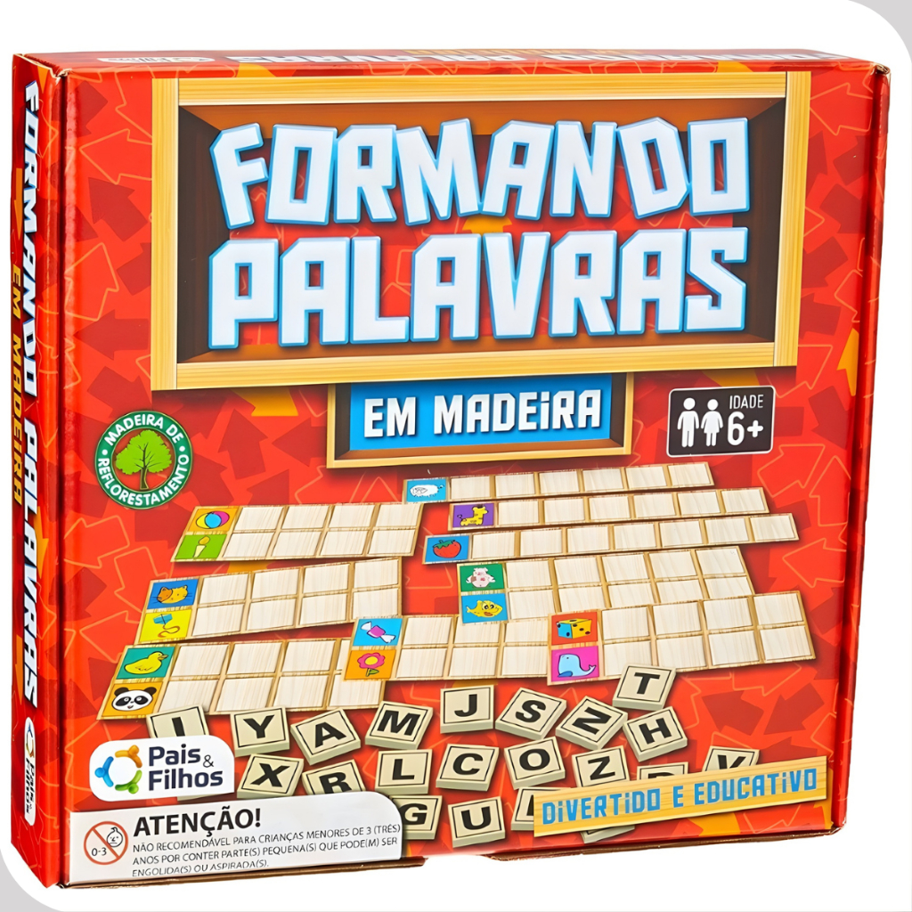 Forma Palavras Letras Jogo Infantil Brinquedo Educativo Pedagogico Mdf