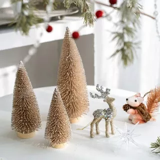 Kit Mini Árvore Natal De Mesa Decoração 20cm/25cm Decorar ROSE GOLD