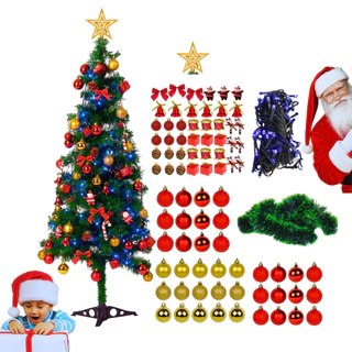 Árvore de Natal Decorada Pronta Cheia Iluminada com Luzes Completa Enfeites Natalinos 120cm