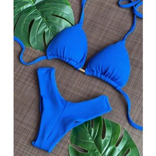 Biquíni cortininha Texturizado Asa Delta Fio Dental Bojo Removível Forro Duplo Moda Praia. em Oferta na Shopee