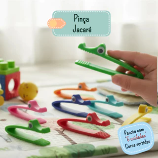 Kit com 5 Pinças Pedagógicas Jacaré – Coordenação Motora Fina, Escrita infantil, Atividade Sensorial em Oferta na Shopee