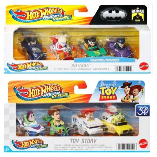 Coleção 4 Carrinhos Hot Wheels RacerVerse Toy Story e Batman HKD30
