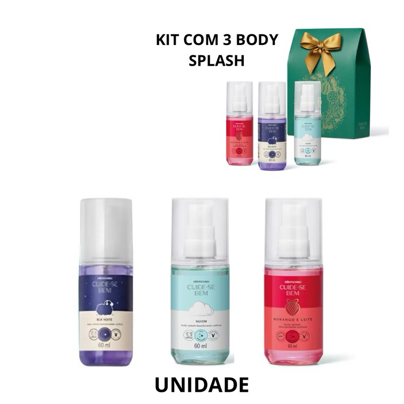 Kit presente e a unidade minis Body Splash Cuide-se bem oBoticário + 1 ...