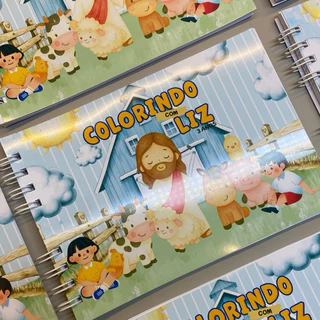 Kit de Livros de Colorir Bíblico Personalizado 40 Desenhos | Lembrancinha Cristã Infantil | Fazemos qualquer tema em Oferta na Shopee