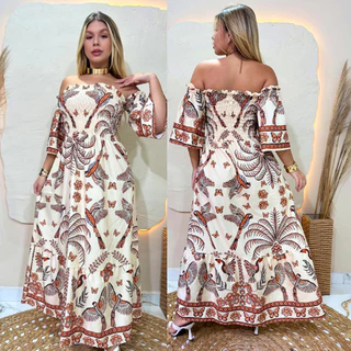 Vestido Longo Feminino Ciganinha Adulto Rodado Soltinho Floral Fresquinho Verão Estampado Lastex  Florido dress em Oferta na Shopee