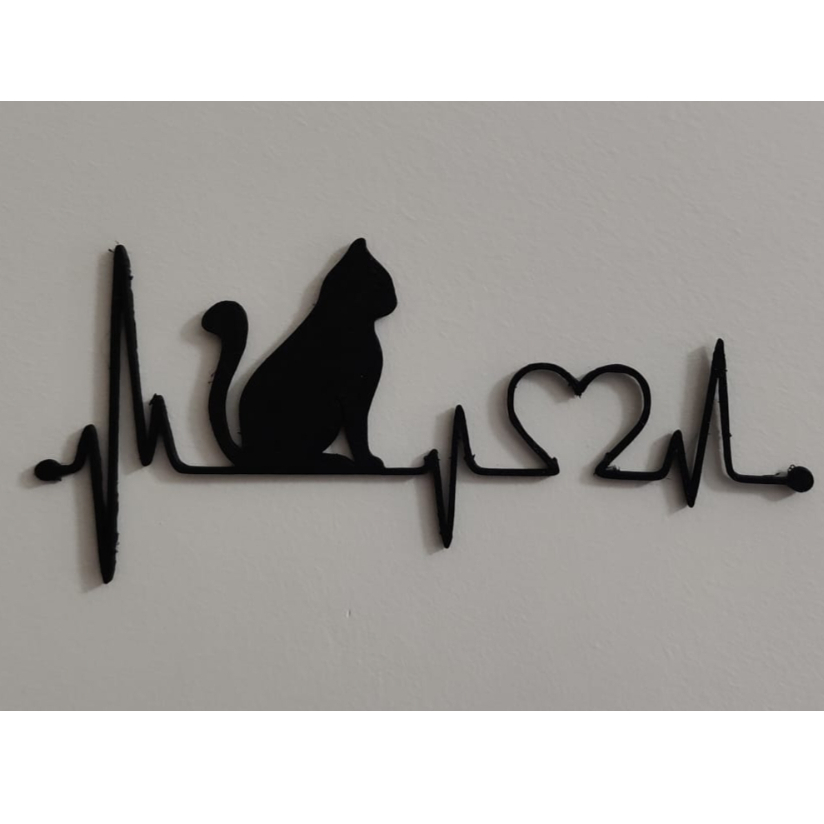 Decoração Coração com Gato – Arte de Parede