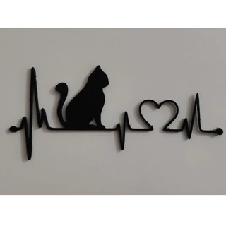 Decoração Coração com Gato – Arte de Parede