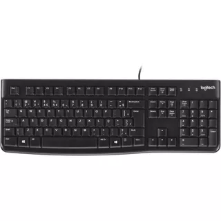 Teclado com fio USB Logitech K120 Resistente à Respingos Barra de Espaço Curva Layout ABNT2