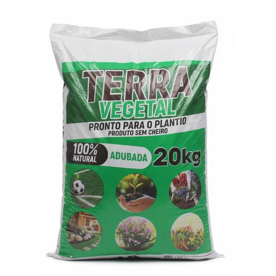 Terra Vegetal adubada 20 kg premium ideal para hortas,vasos e