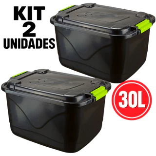 Caixas Organizadoras 30L Preta Reforçada Com Trava Tampa Multiuso em Oferta na Shopee
