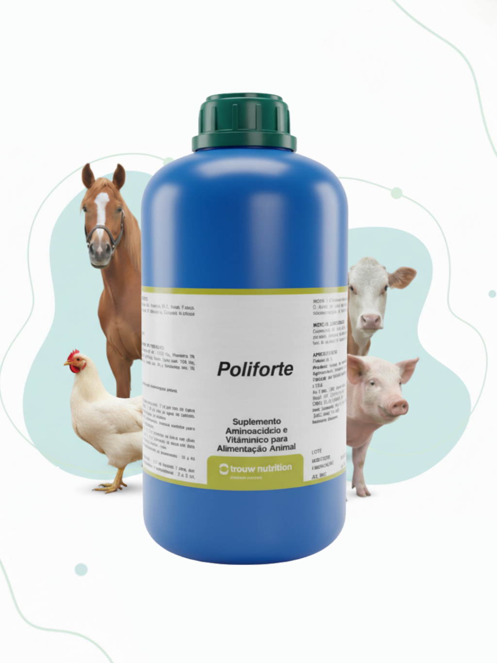 Poliforte Oral 1L Suplemento Vitamínico e Mineral Para Equinos Bovinos ...