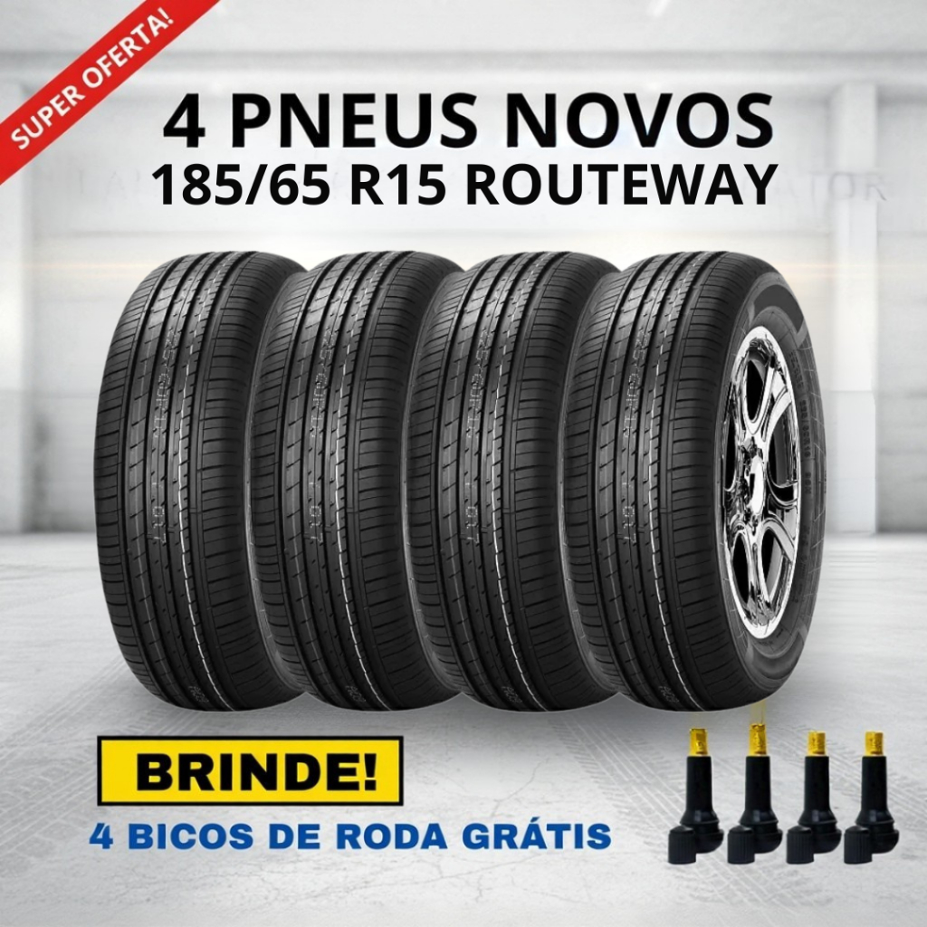 Kit 4 Pneus Novos 185/65 R15 Routeway + 4 Bicos Roda BRINDE | Original ...