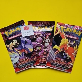3 Booster Pacotes de Cartas Pokémon TCG Rivais Predestinados Lacrado Copag 18 Cartas Raras Ultra Raras Brilhantes