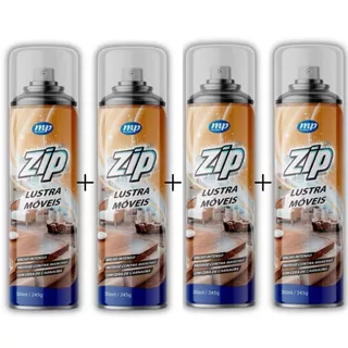 Kit 4 Unidades Lustra Móveis Zip Spray 300ml Deixe Seus Móveis Brilhando