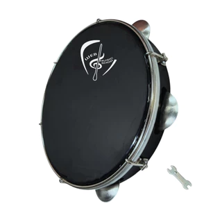 Pandeiro Profissional Pele Preta Abs 10 pol. - 6 Pares de Platinelas WBS em Oferta na Shopee