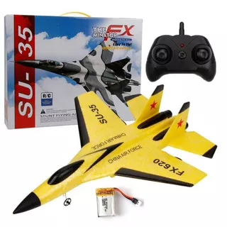 Avião Planador Su-35 Controle Remoto Espuma Fx Minator Ch2.4 - Amarelo