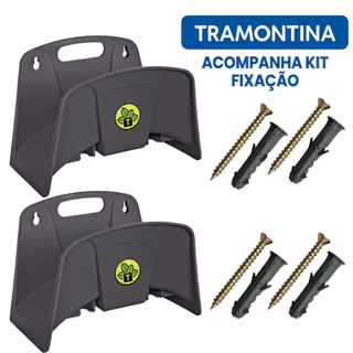 Kit C/ Ate 2 Suporte Para Mangueira Até 35M 1/2'' Reforçado 4 Parafusos e 4 Buchas Para Fixação Tramontina