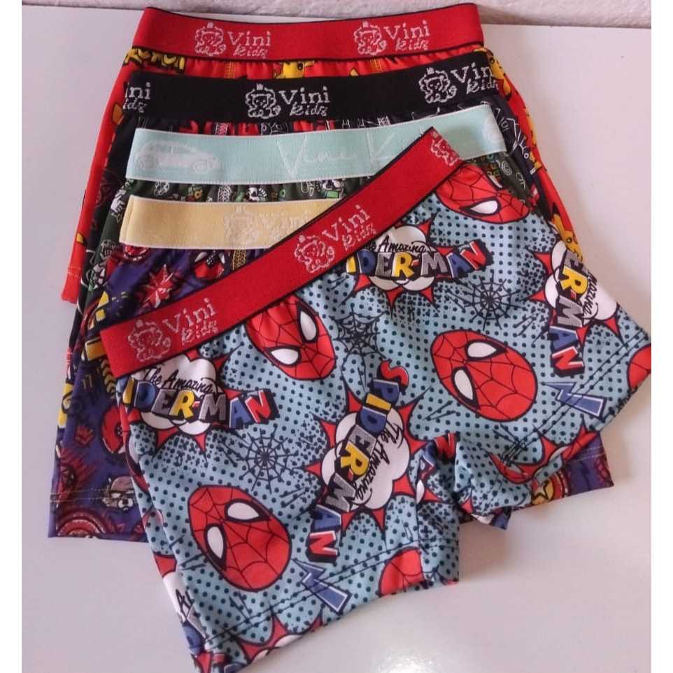 Cueca Box 5 unidades Infantil Fundo 100% Algodão Personagens Variados