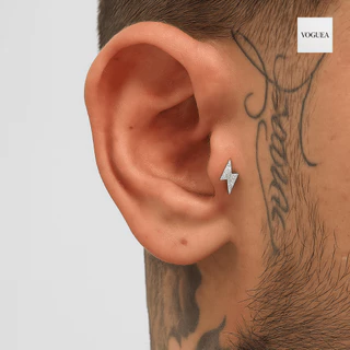 Piercing Raio Com Zircônias Cravejado Para Furo Orelha Tragus Helix