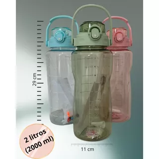 Garrafa Motivacional 2 Litros com Alça e Trava – Cores Variadas • Marcações de Horário • Squeeze 2L