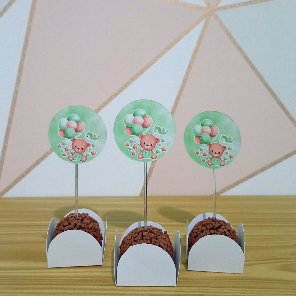 Toppers para Docinhos Ursinho Baby Verde Chá de Bebê Topo de Doce Festa ...