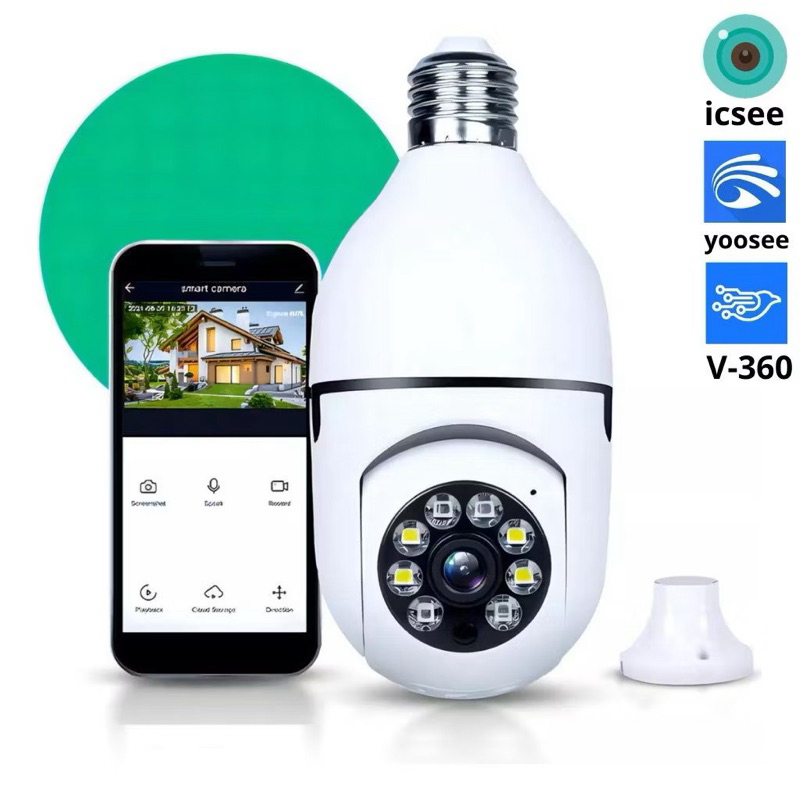 Kit Câmera de segurança WI-FI IP sem fio 360 Encaixe Lâmpada bivolt ...