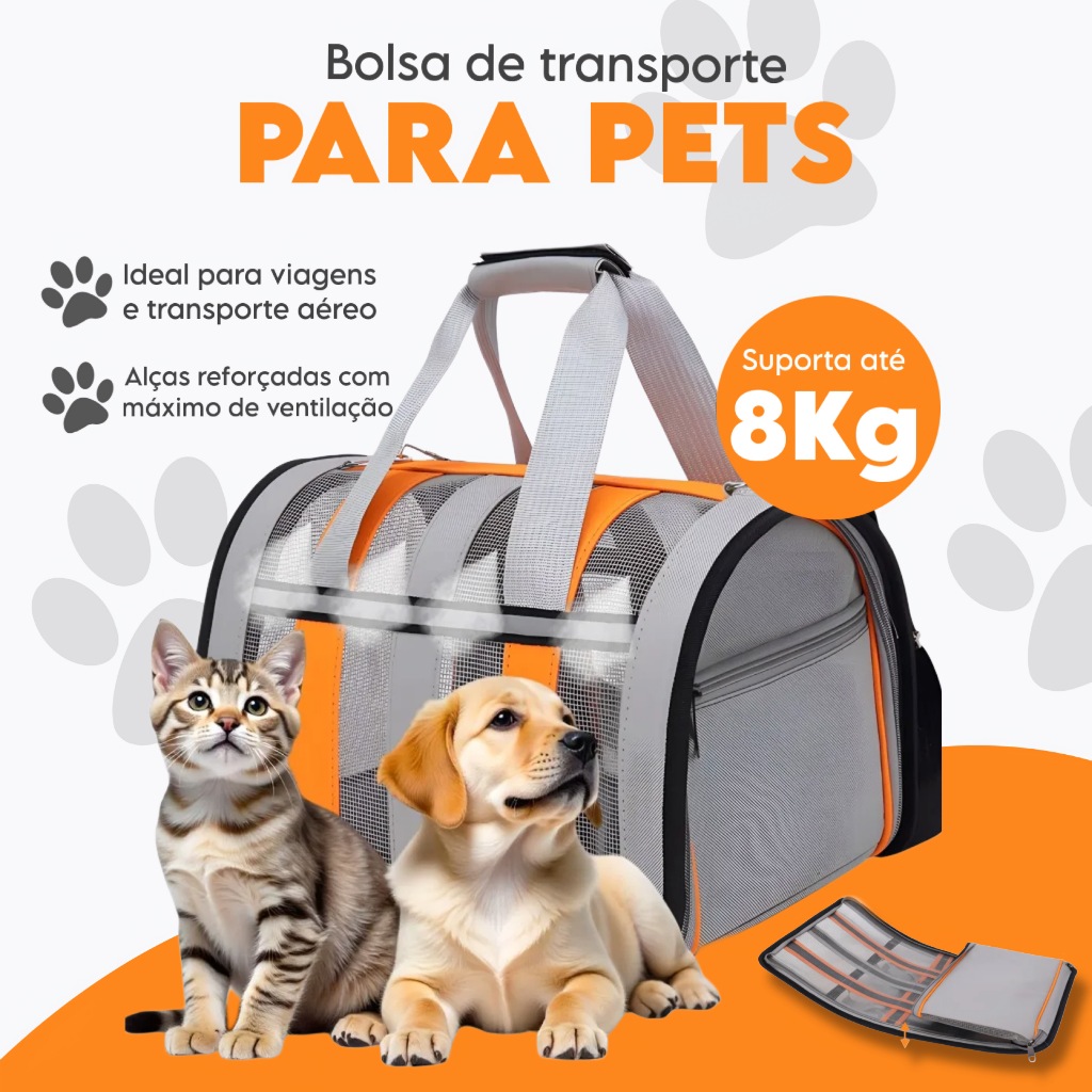 Bolsa Mala Transporte Pet Cachorro Gato Viagem Avião Material Respirável com Alça