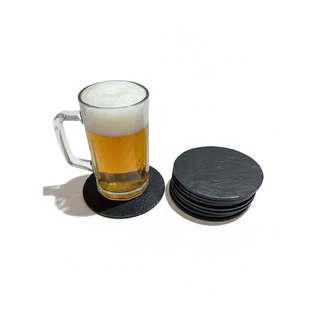 Kit Porta-Copos de Couro Sintético Preto – Ideal para Copos e Canecas