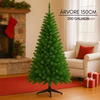 Árvore de Natal 150cm 200 Galhos Pinheiro Canadense Tradicional