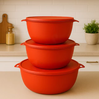 Kit 3 Potes Bowl Extra Grande BPA Free 5800ml e 2800ml Saladeira Freezer Microondas Churrasco Festas