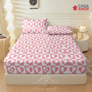 Corações Jogo De Lençol  03 Peças SOLTEIRO/ CASAL /QUEEN Percal  Estampado Com elástico não desbota em Oferta na Shopee