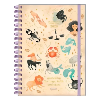 Agenda Planner Grande Neo 2026 Mystic 160 Páginas 90g Com 6 Divisórias Tamanho 200x275mm Jandaia.