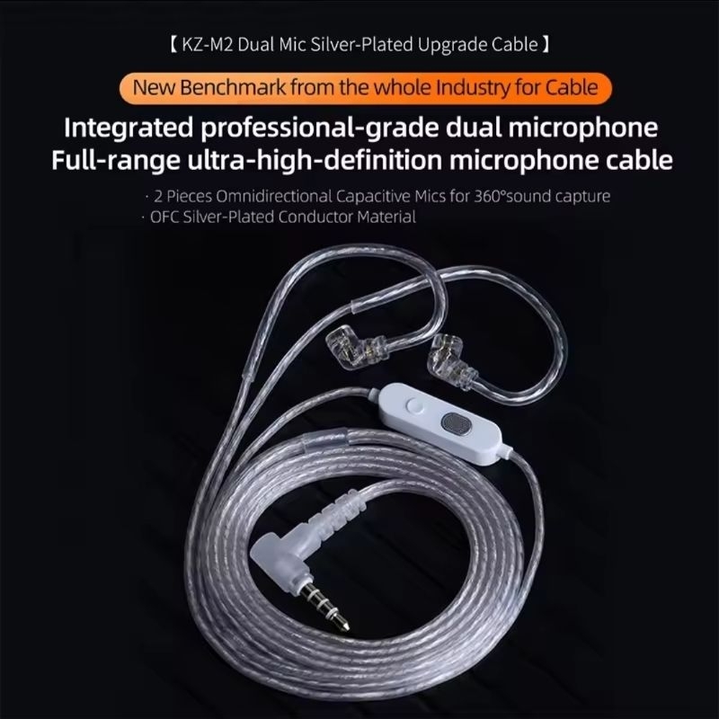 Cabo Fone de Ouvido HIFI Tipo C KZ Versão Atualizada - Com Microfone
