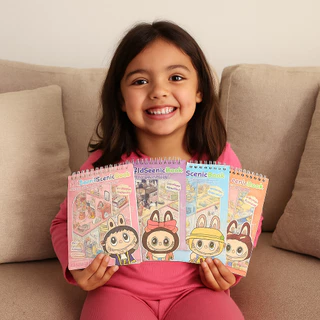 Caderno Adesivos 3D 8 Cenários para montagem + Pinça - Livro Interativo para Monta Mini Mundo Labubu em Oferta na Shopee