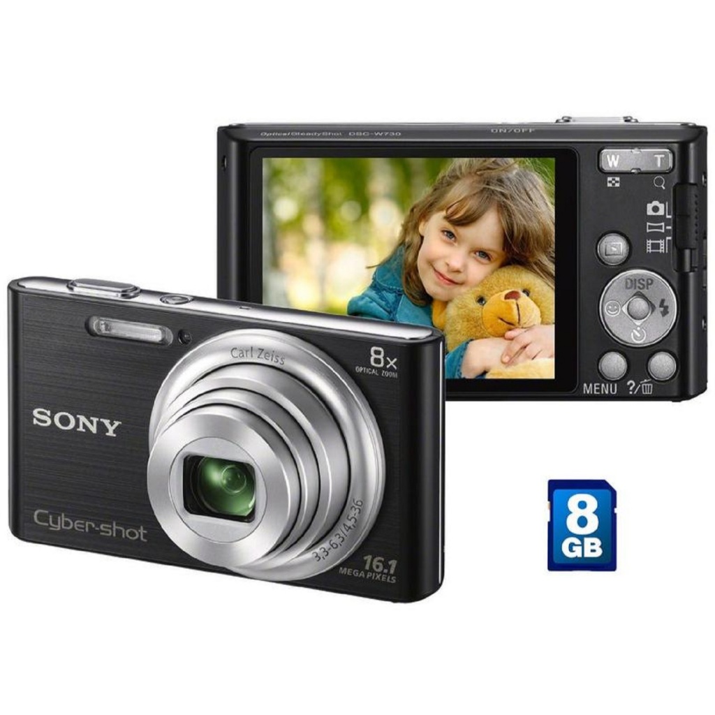 Câmera Digital Sony Cyber-shot DSC-W730 Preta com 16.1 MP, Zoom